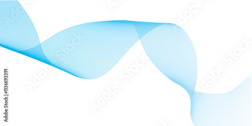 Abstract soft blue glowing wave curved lines background. Digital frequency track equalizer. Vector illustration.