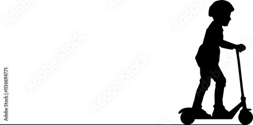 kids playing scuter silhouette. Kids silhouette