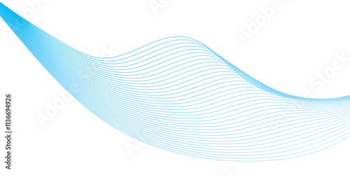 Abstract soft blue glowing wave curved lines background. Digital frequency track equalizer. Vector illustration.