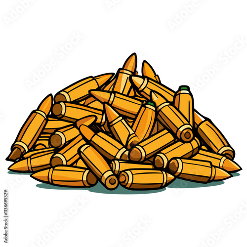 pile of bullets on a white background