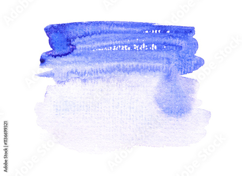 Bright blue abstract watercolor brushstroke background for creative art designs and projects.