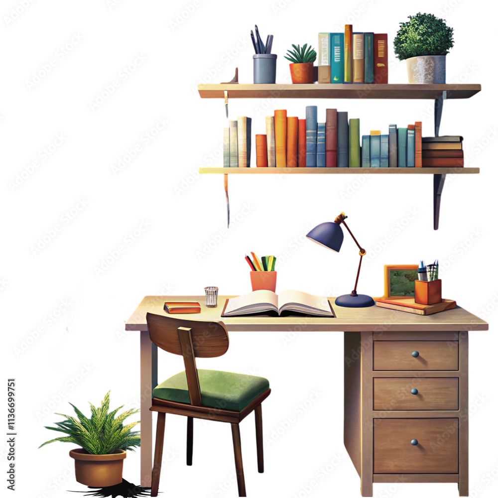 illustration of a place to study at home illustration of a place to study at home
