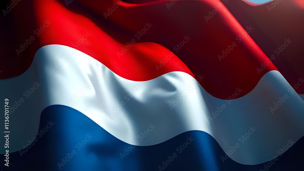 Naklejka premium Flag of the Netherlands waving. Ai Generated.