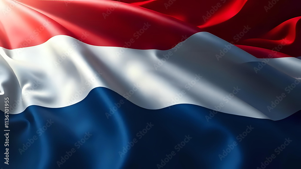 Naklejka premium Flag of the Netherlands waving. Ai Generated.
