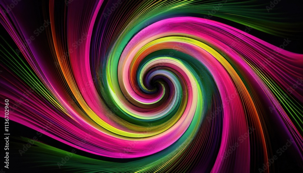 Fototapeta premium A colorful swirl of lines on a black background