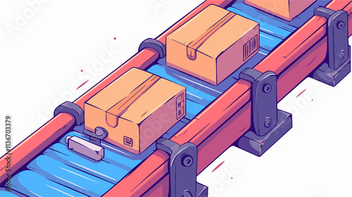 Conveyor Belt Parcels Vector Sketch Icon Isolated photo