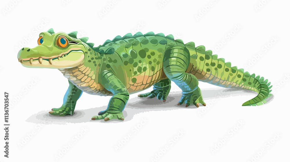 Obraz premium Playful Crocodile Cartoon Illustration of West African Dwarf
