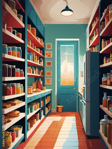 interior of a pantry at home vector illustration