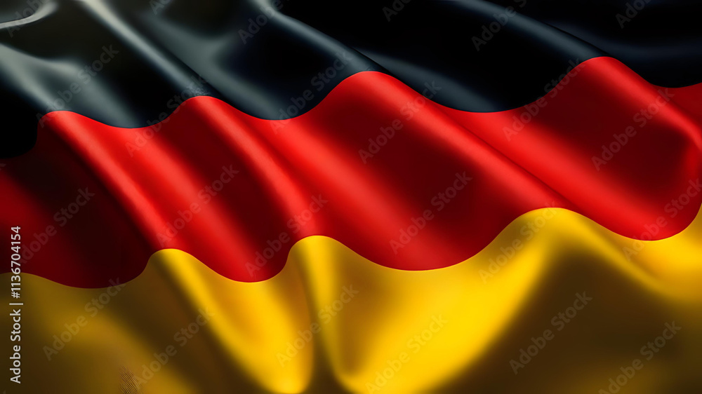 Naklejka premium German flag with its distinct black, red, and gold horizontal stripes. Ai Generated.