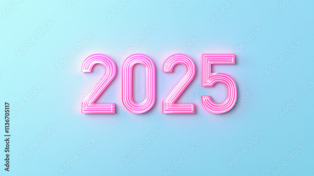 2025 neon sign in pink and white against light blue background, showcasing minimalist design with thin lines, perfect for modern decor and celebrations 2025 neon sign in pink and white against light blue background, showcasing minimalist design with thin lines, perfect for modern decor and celebrations