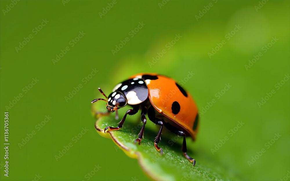 Macro Shot of a Ladybug on a Leaf Macro Shot of a Ladybug on a Leaf
