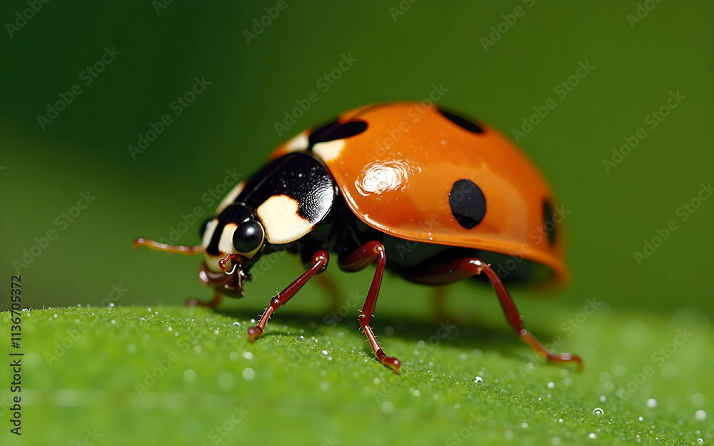 Fototapeta premium Macro Shot of a Ladybug on a Leaf