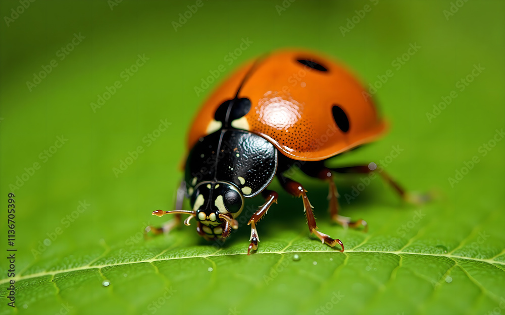 Macro Shot of a Ladybug on a Leaf Macro Shot of a Ladybug on a Leaf