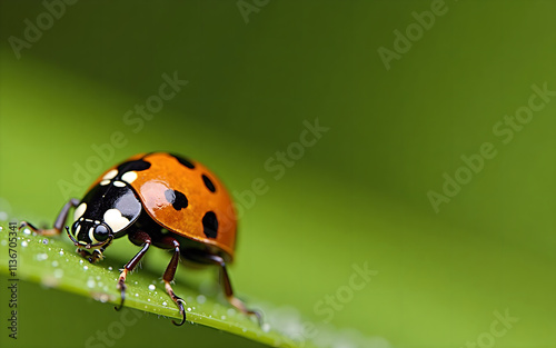 Macro Shot of a Ladybug on a Leaf