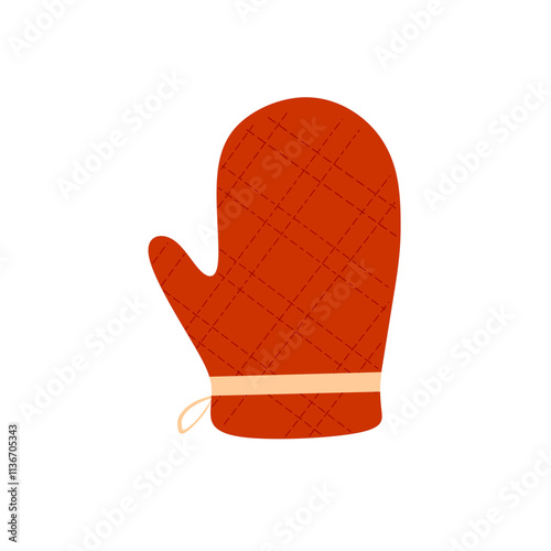 Vector Illustration of a Red Oven Mitt