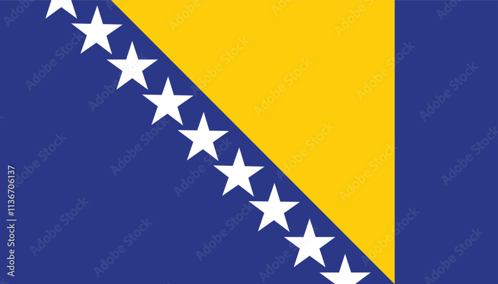 Fototapeta premium The Flag of Bosnia and Herzegovina, flat vector
