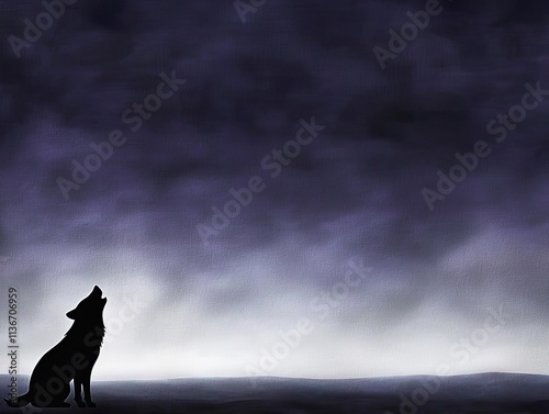 Silhouette wolf howling moon shadow Silhouette wolf under moonlight Howling wolf against shadows Moonlit wolf silhouette art.Shadowed wolf howling scene.Lone wolf under glowing moon
