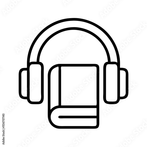 audiobook headphones icon, book lovers day line art, book lovers day icon - simple black line art icon of audiobook headphones, for book lovers day celebrations. book lovers day vector art.
