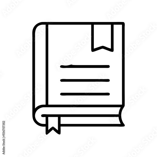 book journal icon, book lovers day line art, book lovers day icon - simple black line art icon of book journal, for book lovers day celebrations. book lovers day vector art.