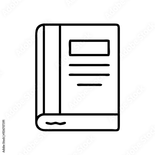 book journal icon, book lovers day line art, book lovers day icon - simple black line art icon of book journal, for book lovers day celebrations. book lovers day vector art.