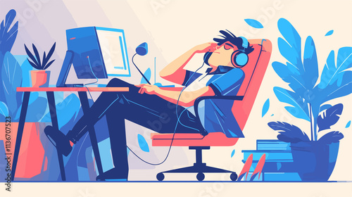 Lazy Manager Business Concept Man Procrastinating at Work