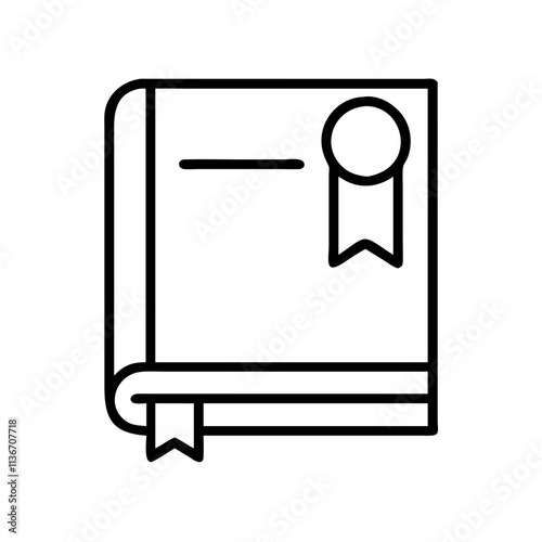 book with ribbon marker icon, book lovers day line art, book lovers day icon - simple black line art icon of book with ribbon marker, for book lovers day celebrations. book lovers day vector art.