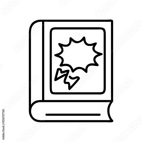 comic book icon, book lovers day line art, book lovers day icon - simple black line art icon of comic book, for book lovers day celebrations. book lovers day vector art.