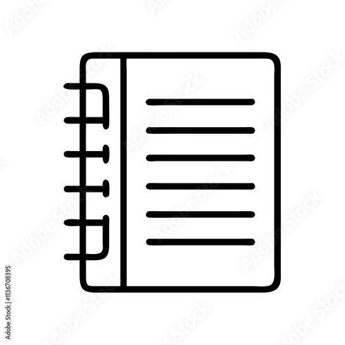 journal with book notes icon, book lovers day line art, book lovers day icon - simple black line art icon of journal with book notes, for book lovers day celebrations. book lovers day vector art.
