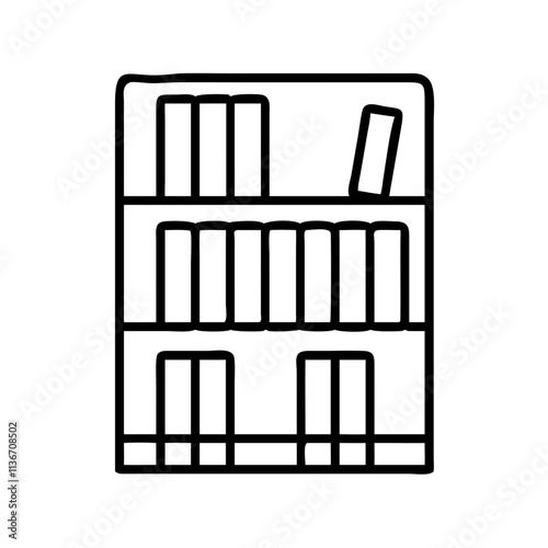 library aisle icon, book lovers day line art, book lovers day icon - simple black line art icon of library aisle, for book lovers day celebrations. book lovers day vector art.