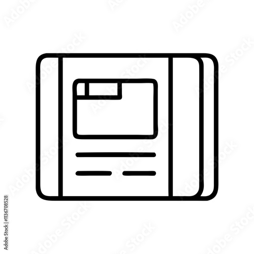 library card icon, book lovers day line art, book lovers day icon - simple black line art icon of library card, for book lovers day celebrations. book lovers day vector art.