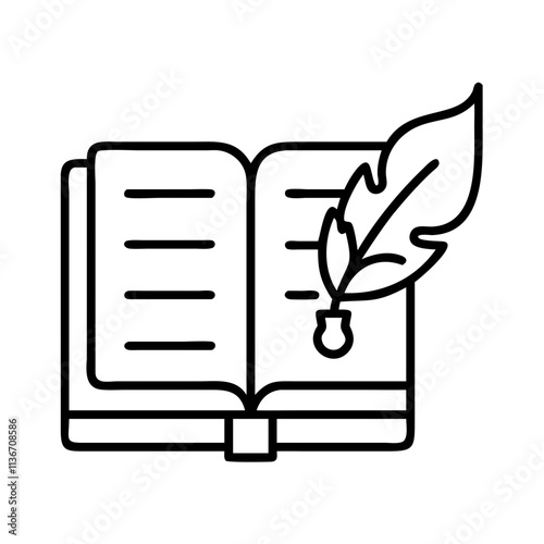 literary festival icon icon, book lovers day line art, book lovers day icon - simple black line art icon of literary festival icon, for book lovers day celebrations. book lovers day vector art.