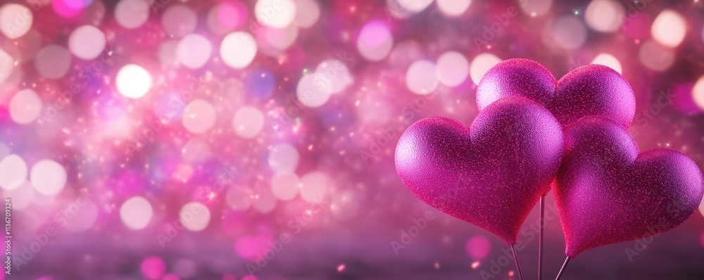 A vibrant, sparkling background with pink hearts, creating a romantic and festive atmosphere. A vibrant, sparkling background with pink hearts, creating a romantic and festive atmosphere.