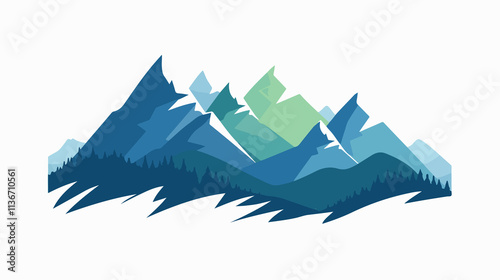 Modern People Mountain Logo in Flat Vector Style Isolated on White Background photo