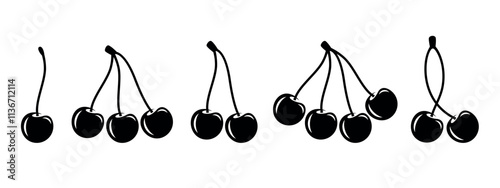 Cherry logo. Isolated cherry on white background