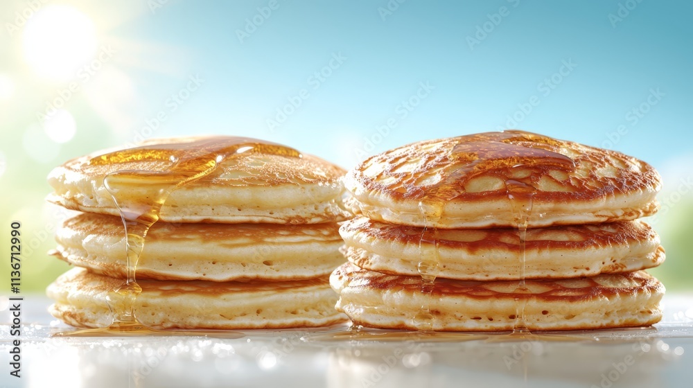 A stack of pancakes with syrup on top A stack of pancakes with syrup on top