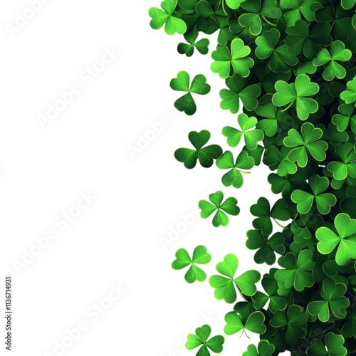 PNG Saint Patrick's, A dense cluster of vibrant green clover leaves featuring heart-shaped leaflets.