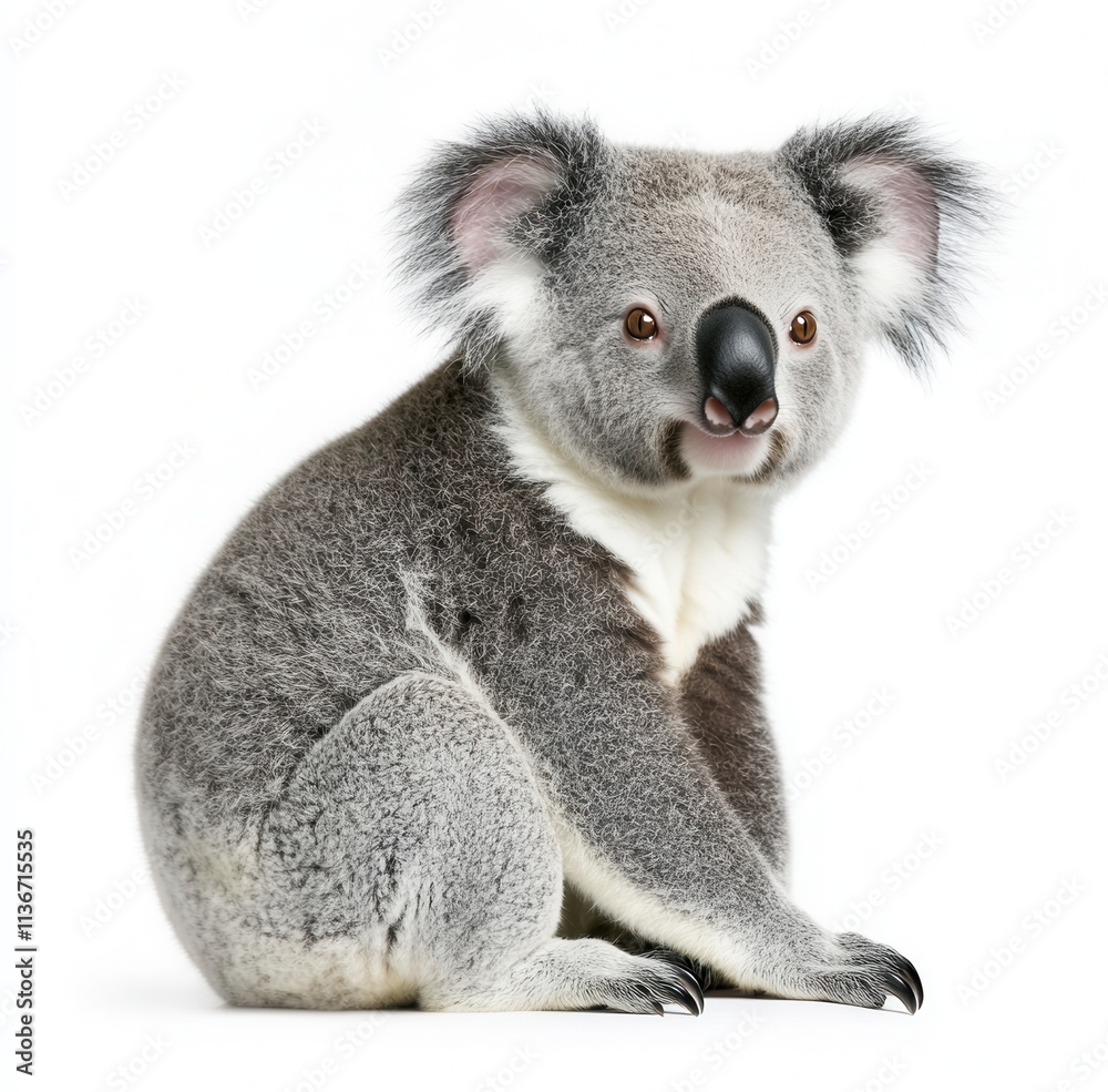 Fototapeta premium A male koala bear photographed in front of a plain white background