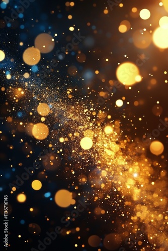 Golden bokeh background with sparkling lights for festive celebrations and events