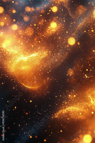 Golden bokeh background with sparkling lights for festive celebrations and events