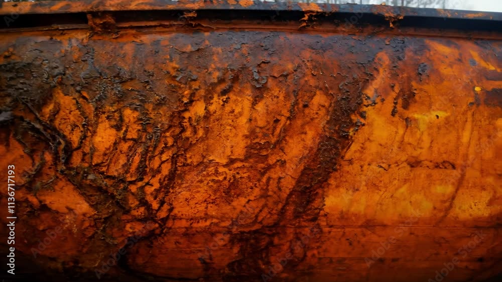 Timelapse video captures rusting iron with warm orange and brown tones and organic patterns