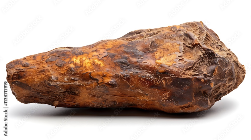 A single yam with a rough-textured skin, isolated on a white background A single yam with a rough-textured skin, isolated on a white background