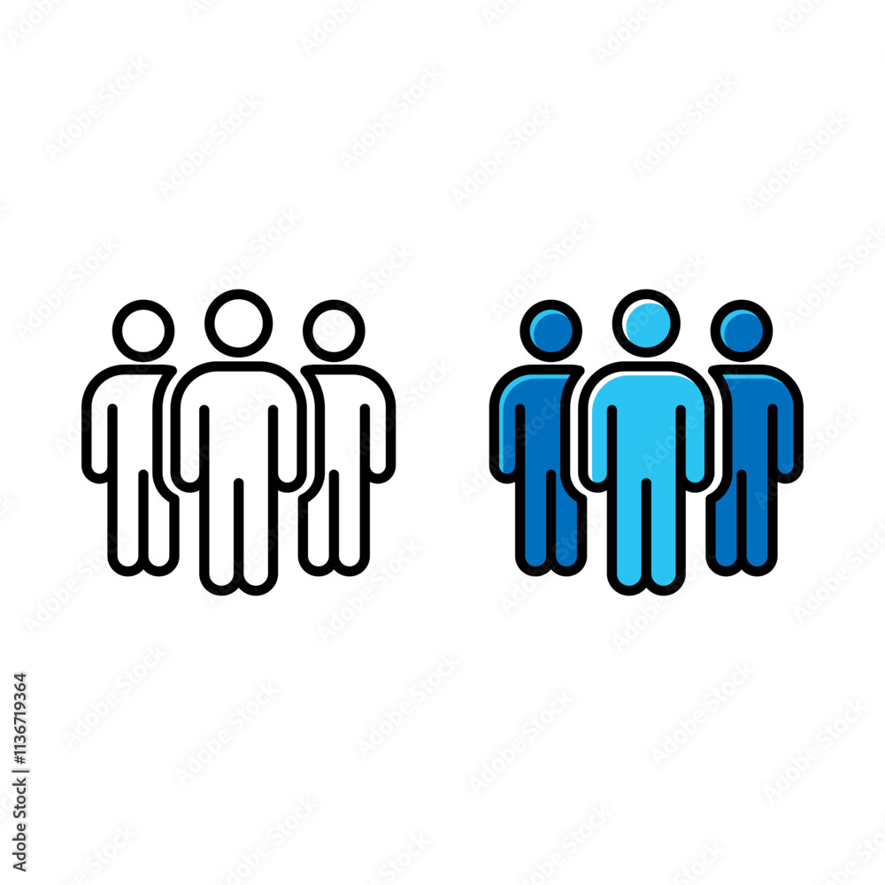 Group of people outline icon. Suitable for community and teamwork symbol. Group of people outline icon. Suitable for community and teamwork symbol.