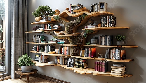 a scene showcasing innovative and creative bookshelf designs