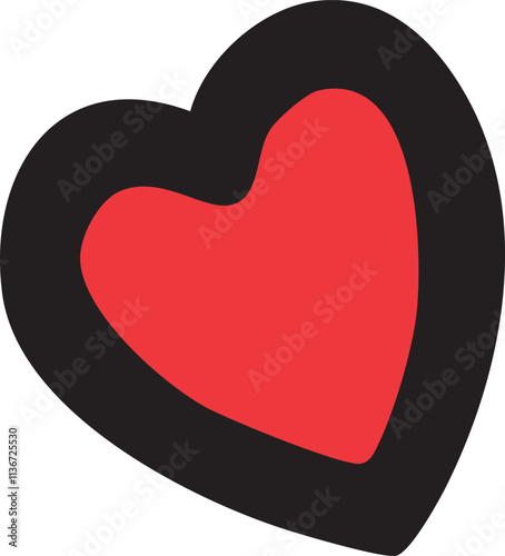 cuore rosso con contorno nero marcato