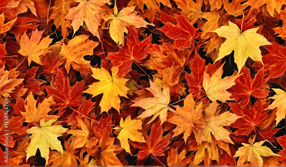 Autumnal vibrant orange maple leaves background Autumnal vibrant orange maple leaves background