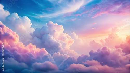 Watercolor Clouds Ombre Background Wallpaper with Soft Blends of Pink, Purple, and Blue for Tranquil and Artistic Design Projects