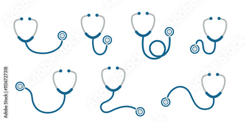 Stethoscope icon set. Medical stethoscope icons. Stethoscope vector illustration