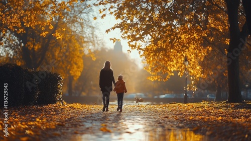 Wallpaper Mural Walking through a park with autumn leaves in a serene atmosphere near the city Torontodigital.ca