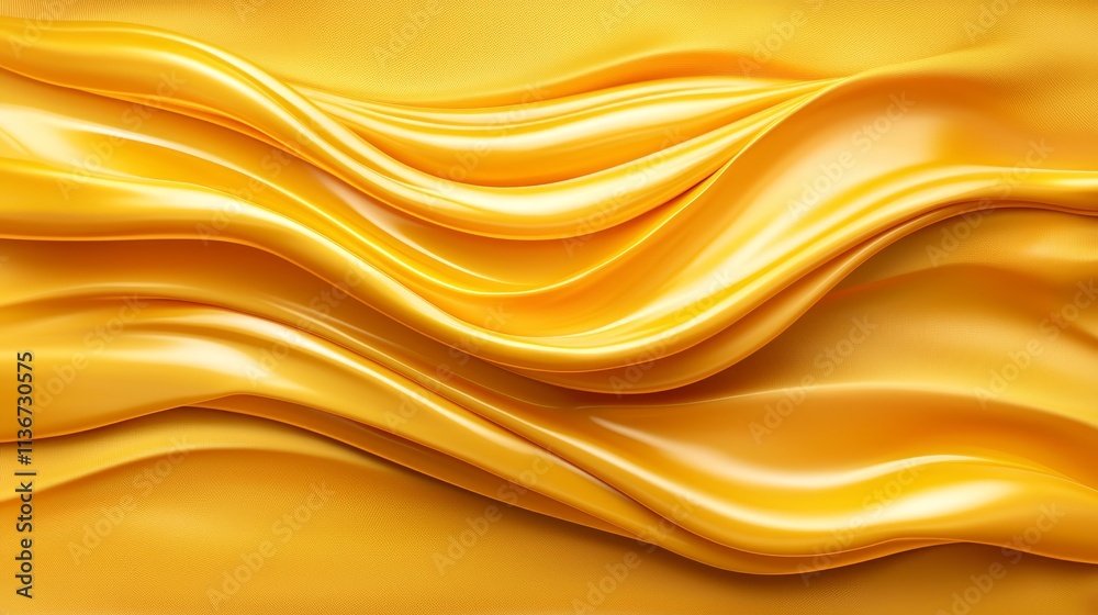 Fototapeta premium A close up of a yellow silk background with wavy folds