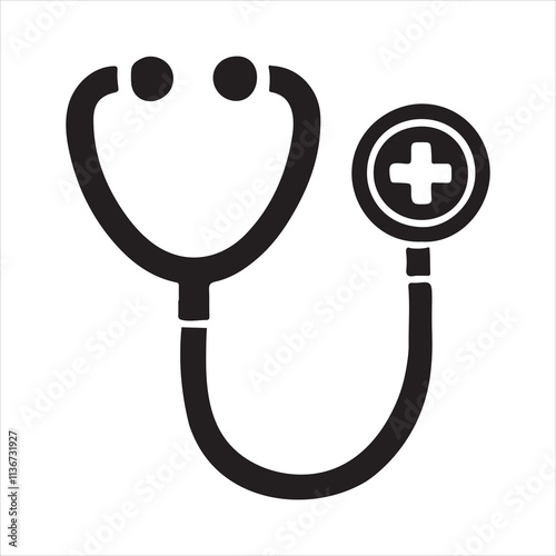 Medical Stethoscope Silhouette Icon for Healthcare